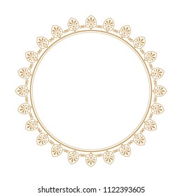Decorative round frame for design with floral ornament. A template for printing postcards, invitations, books, for textiles, engraving, wooden furniture, forging. Vector.