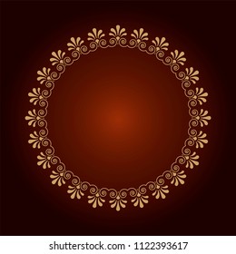 Decorative round frame for design with floral ornament. A template for printing postcards, invitations, books, for textiles, engraving, wooden furniture, forging. Vector.