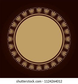 Decorative round frame for design with floral ornament. A template for printing postcards, invitations, books, for textiles, engraving, wooden furniture, forging. Vector.