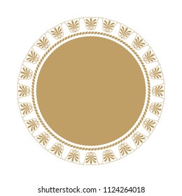 Decorative round frame for design with floral ornament. A template for printing postcards, invitations, books, for textiles, engraving, wooden furniture, forging. Vector.