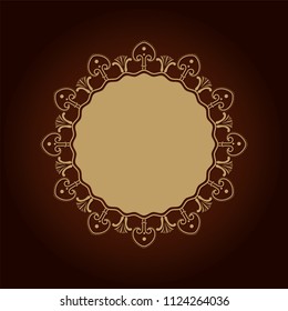 Decorative round frame for design with floral ornament. A template for printing postcards, invitations, books, for textiles, engraving, wooden furniture, forging. Vector.