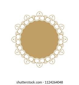 Decorative round frame for design with floral ornament. A template for printing postcards, invitations, books, for textiles, engraving, wooden furniture, forging. Vector.