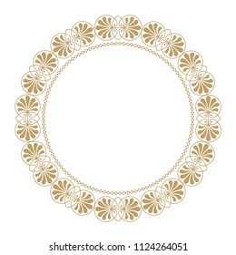 Decorative round frame for design with floral ornament. A template for printing postcards, invitations, books, for textiles, engraving, wooden furniture, forging. Vector.