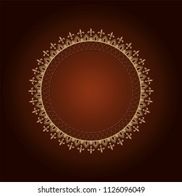 Decorative round frame for design with floral ornament. A template for printing postcards, invitations, books, for textiles, engraving, wooden furniture, forging. Vector.