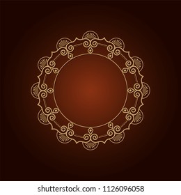 Decorative round frame for design with floral ornament. A template for printing postcards, invitations, books, for textiles, engraving, wooden furniture, forging. Vector.