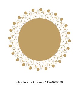 Decorative round frame for design with floral ornament. A template for printing postcards, invitations, books, for textiles, engraving, wooden furniture, forging. Vector.