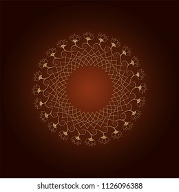 Decorative round frame for design with floral ornament. A template for printing postcards, invitations, books, for textiles, engraving, wooden furniture, forging. Vector.