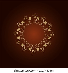 Decorative round frame for design with floral ornament. A template for printing postcards, invitations, books, for textiles, engraving, wooden furniture, forging. Vector.