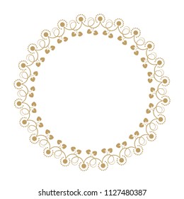 Decorative round frame for design with floral ornament. A template for printing postcards, invitations, books, for textiles, engraving, wooden furniture, forging. Vector.