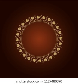Decorative round frame for design with floral ornament. A template for printing postcards, invitations, books, for textiles, engraving, wooden furniture, forging. Vector.