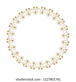 Decorative round frame for design with floral ornament. A template for printing postcards, invitations, books, for textiles, engraving, wooden furniture, forging. Vector.
