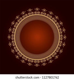 Decorative round frame for design with floral ornament. A template for printing postcards, invitations, books, for textiles, engraving, wooden furniture, forging. Vector.