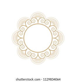 
Decorative round frame for design with floral ornament. A template for printing postcards, invitations, books, for textiles, engraving, wooden furniture, forging. Vector.

