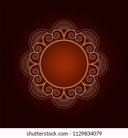 
Decorative round frame for design with floral ornament. A template for printing postcards, invitations, books, for textiles, engraving, wooden furniture, forging. Vector.
