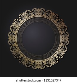 Decorative round frame for design with floral ornament. A template for printing postcards, invitations, books, for textiles, engraving, wooden furniture, forging. Vector.