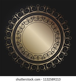 Decorative round frame for design with floral ornament. A template for printing postcards, invitations, books, for textiles, engraving, wooden furniture, forging. Vector.