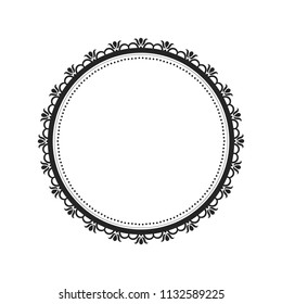 Decorative round frame for design with floral ornament. A template for printing postcards, invitations, books, for textiles, engraving, wooden furniture, forging. Vector.
