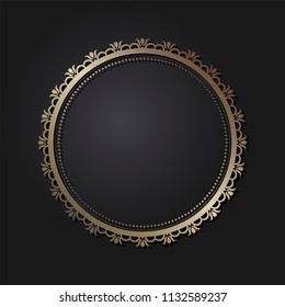 Decorative round frame for design with floral ornament. A template for printing postcards, invitations, books, for textiles, engraving, wooden furniture, forging. Vector.