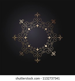 
Decorative round frame for design with floral ornament. A template for printing postcards, invitations, books, for textiles, engraving, wooden furniture, forging. Vector.
