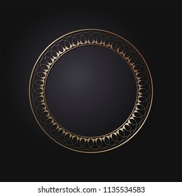 Decorative round frame for design with floral ornament. A template for printing postcards, invitations, books, for textiles, engraving, wooden furniture, forging. Vector.