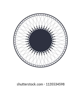 Decorative round frame for design with floral ornament. A template for printing postcards, invitations, books, for textiles, engraving, wooden furniture, forging. Vector.