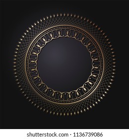 Decorative round frame for design with floral ornament. A template for printing postcards, invitations, books, for textiles, engraving, wooden furniture, forging. Vector.