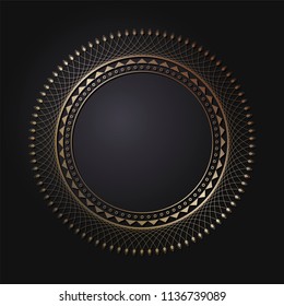 Decorative round frame for design with floral ornament. A template for printing postcards, invitations, books, for textiles, engraving, wooden furniture, forging. Vector.