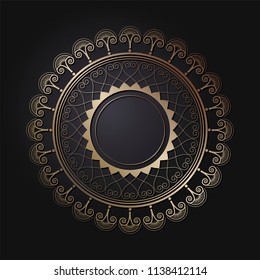 Decorative round frame for design with floral ornament. A template for printing postcards, invitations, books, for textiles, engraving, wooden furniture, forging. Vector.
