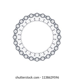 Decorative round frame for design with floral ornament. A template for printing postcards, invitations, books, for textiles, engraving, wooden furniture, forging. Vector.
