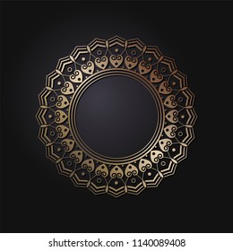 Decorative round frame for design with floral ornament. A template for printing postcards, invitations, books, for textiles, engraving, wooden furniture, forging. Vector.