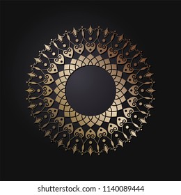 Decorative round frame for design with floral ornament. A template for printing postcards, invitations, books, for textiles, engraving, wooden furniture, forging. Vector.