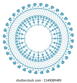 Decorative round frame for design with floral ornament. A template for printing postcards, invitations, books, for textiles, engraving, wooden furniture, forging. Vector.