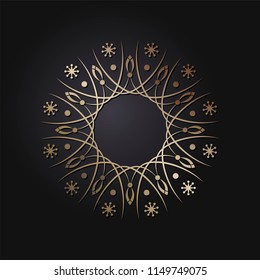 
Decorative round frame for design with floral ornament. A template for printing postcards, invitations, books, for textiles, engraving, wooden furniture, forging. Vector.
