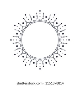 Decorative round frame for design with floral ornament. A template for printing postcards, invitations, books, for textiles, engraving, wooden furniture, forging. Vector.