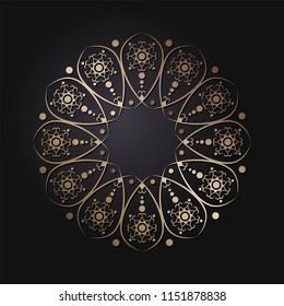 Decorative round frame for design with floral ornament. A template for printing postcards, invitations, books, for textiles, engraving, wooden furniture, forging. Vector.