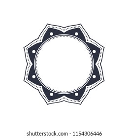 Decorative round frame for design with floral ornament. A template for printing postcards, invitations, books, for textiles, engraving, wooden furniture, forging. Vector.