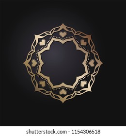 Decorative round frame for design with floral ornament. A template for printing postcards, invitations, books, for textiles, engraving, wooden furniture, forging. Vector.