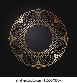 

Decorative round frame for design with floral ornament. Circle frame. A template for printing postcards, invitations, books, for textiles, engraving, wooden furniture, forging. Vector.

