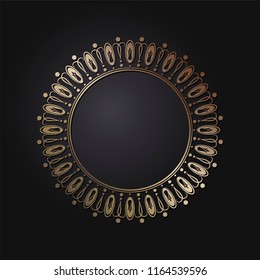 Decorative round frame for design with floral ornament. A template for printing postcards, invitations, books, for textiles, engraving, wooden furniture, forging. Vector.
