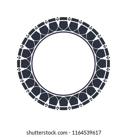 Decorative round frame for design with floral ornament. A template for printing postcards, invitations, books, for textiles, engraving, wooden furniture, forging. Vector.
