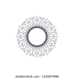 Decorative round frame for design with floral ornament. A template for printing postcards, invitations, books, for textiles, engraving, wooden furniture, forging. Vector.