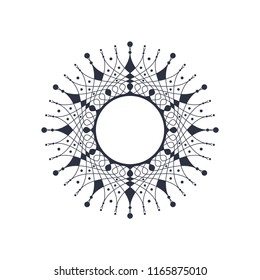 Decorative round frame for design with floral ornament. A template for printing postcards, invitations, books, for textiles, engraving, wooden furniture, forging. Vector.