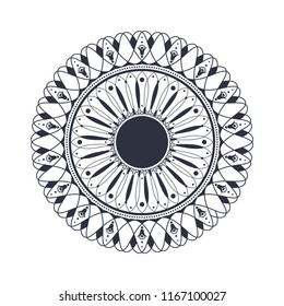 Decorative round frame for design with floral ornament. A template for printing postcards, invitations, books, for textiles, engraving, wooden furniture, forging. Vector.