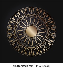 Decorative round frame for design with floral ornament. A template for printing postcards, invitations, books, for textiles, engraving, wooden furniture, forging. Vector.