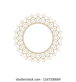 Decorative round frame for design with floral ornament. A template for printing postcards, invitations, books, for textiles, engraving, wooden furniture, forging. Vector.