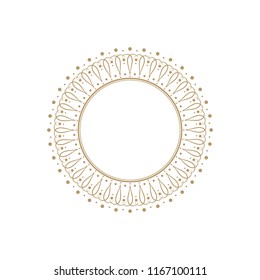 Decorative round frame for design with floral ornament. A template for printing postcards, invitations, books, for textiles, engraving, wooden furniture, forging. Vector.