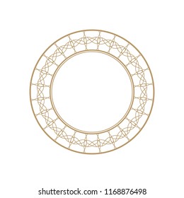 Decorative round frame for design with floral ornament. A template for printing postcards, invitations, books, for textiles, engraving, wooden furniture, forging. Vector.