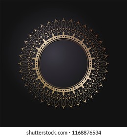 Decorative round frame for design with floral ornament. A template for printing postcards, invitations, books, for textiles, engraving, wooden furniture, forging. Vector.