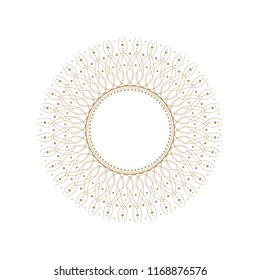 Decorative round frame for design with floral ornament. A template for printing postcards, invitations, books, for textiles, engraving, wooden furniture, forging. Vector.