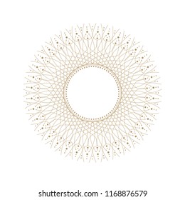 Decorative round frame for design with floral ornament. A template for printing postcards, invitations, books, for textiles, engraving, wooden furniture, forging. Vector.